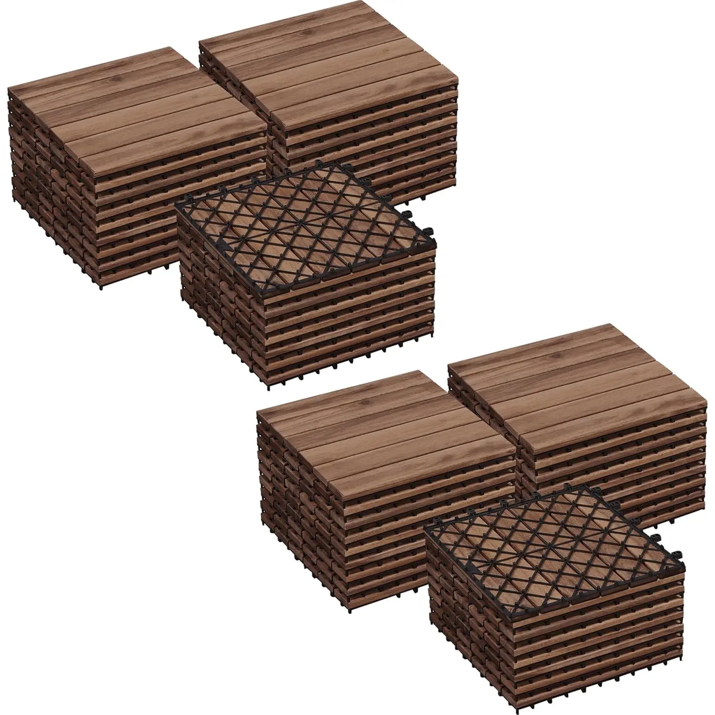 Acacia Wood Interlocking Flooring Tiles Waterproof For Outdoor And Indoor