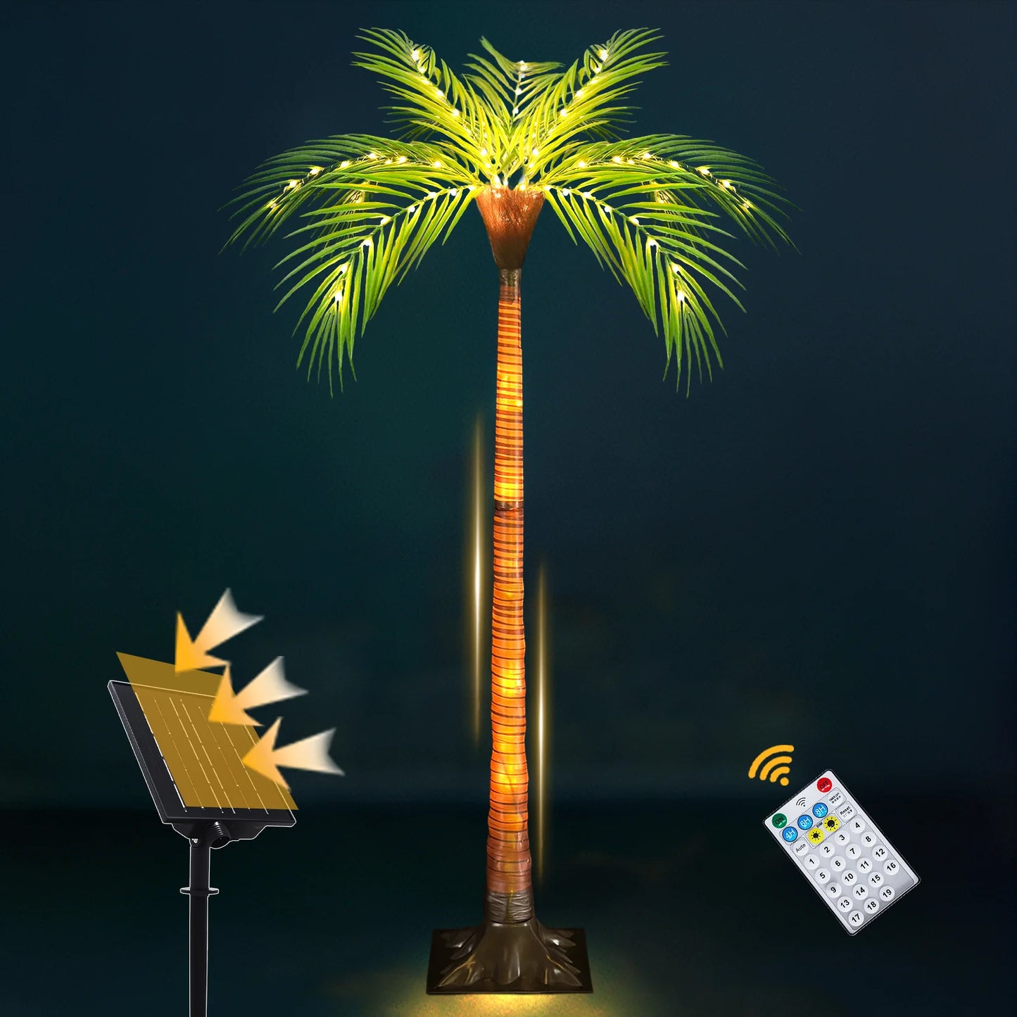 Solar Powered LED Palm Tree Light For Garden Patio Decor