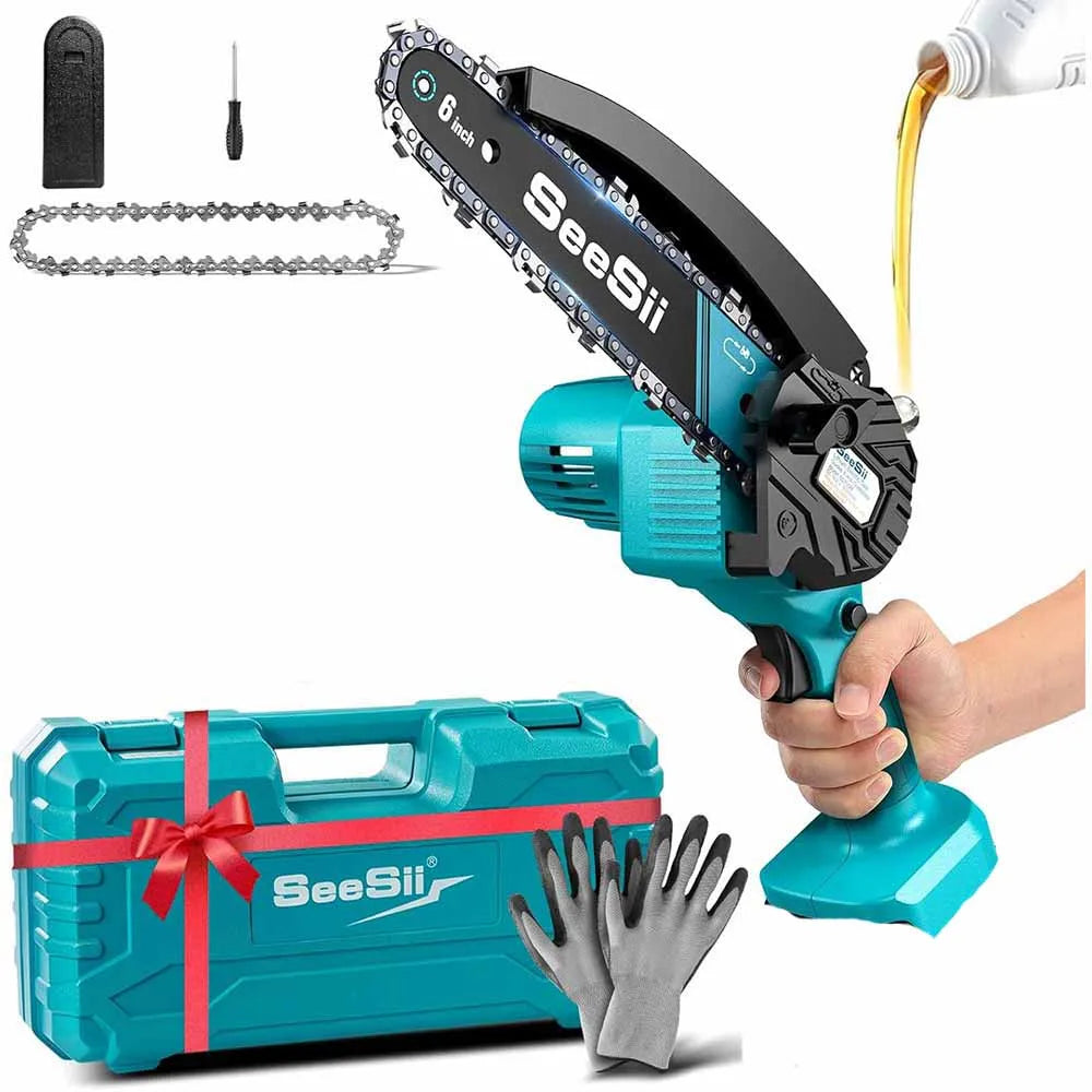 Seesii Cordless Mini Chainsaw For Woodworking And Pruning 18V Battery