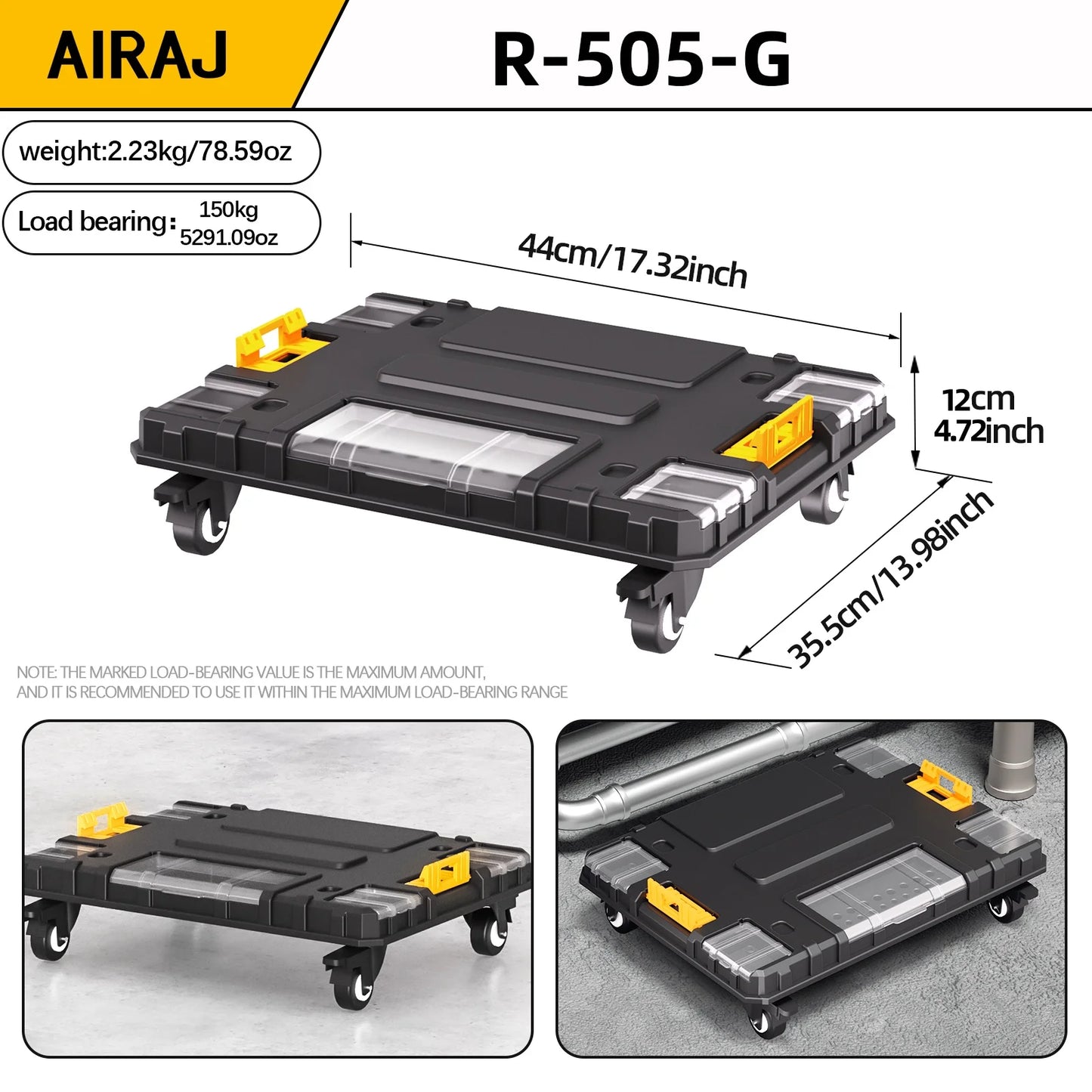 AIRAJ Multifunctional Tier Stackable Tool Organizer With Rolling Storage