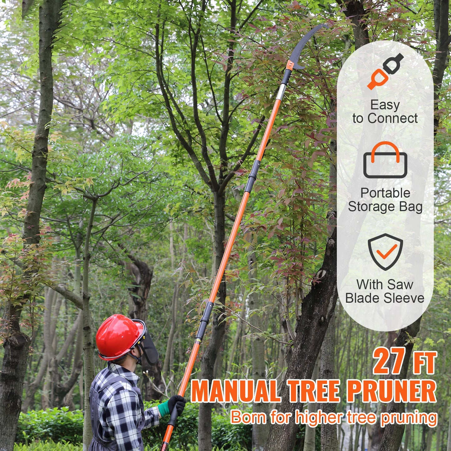 SucceBuy Extendable Pole Saw With Lightweight Aluminum Handle