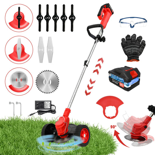 21V 3-In-1 Cordless Grass Trimmer With Wheels Edger