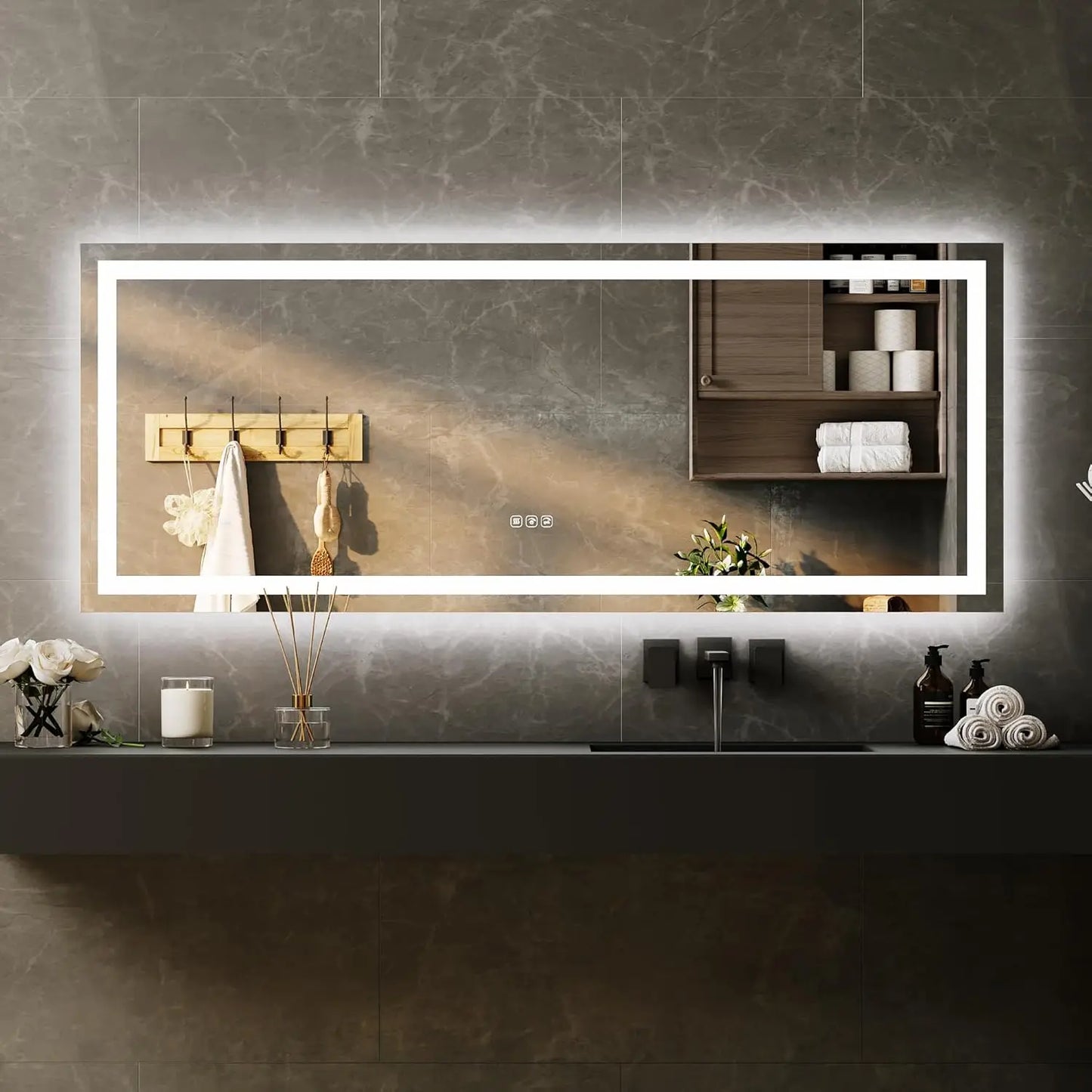 Twister.Ck Wall Mounted Frameless Front And Backlit Bathroom Mirror