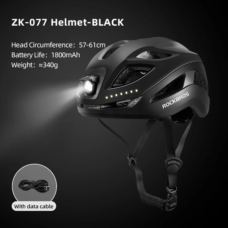 ROCKBROS Cycling Front LED Light Helmet With Type C Charging