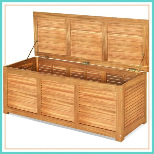 Acacia Wood Deck Box Outdoor Storage Bench For Garden Tools