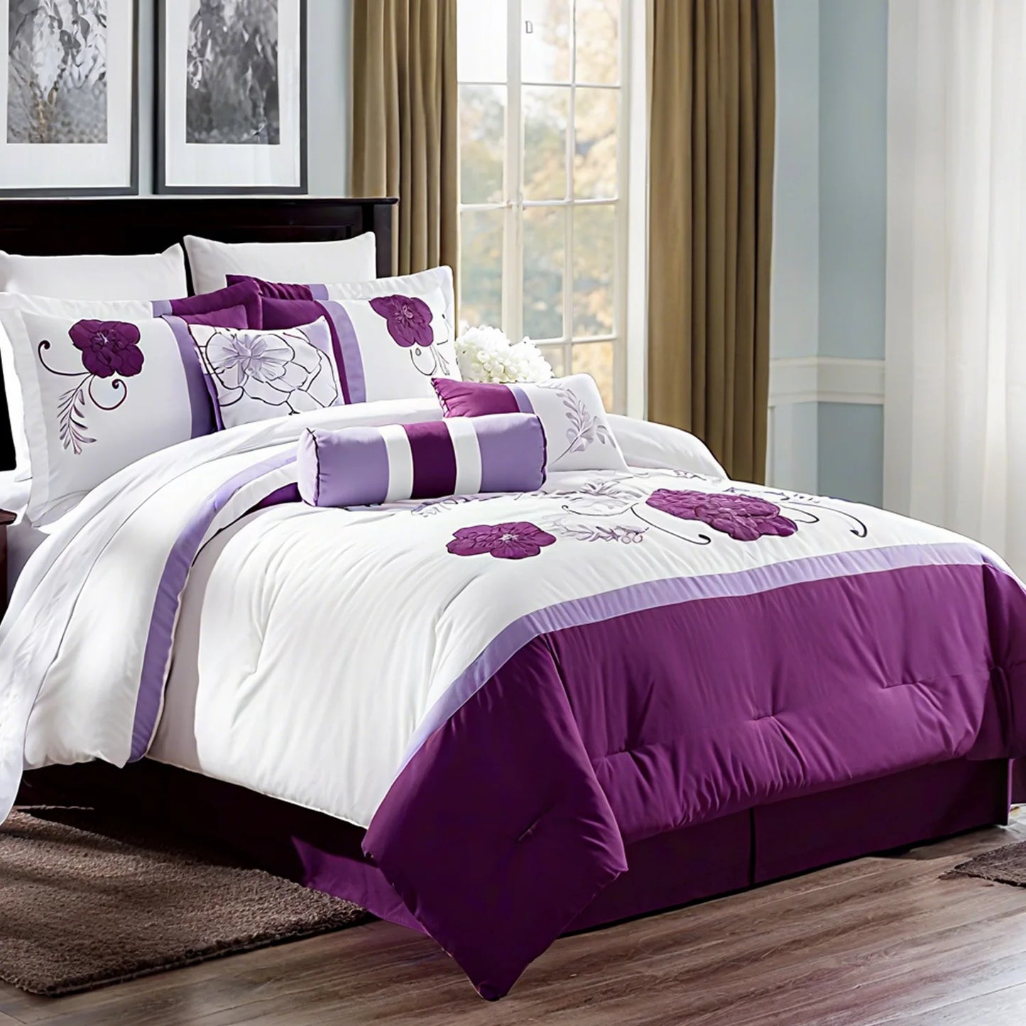 Sandra Floral Microfiber Comforter Set Queen Size Bedding