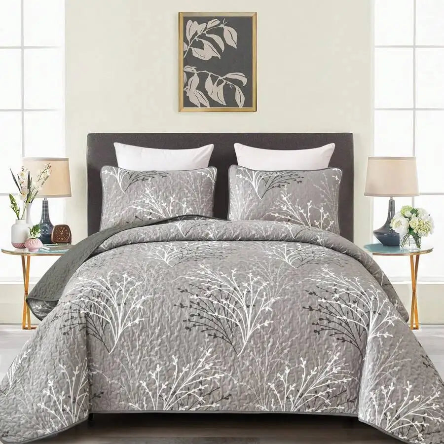 Yellow Paisley Quilt Set 3 Pieces Coverlet Bedding