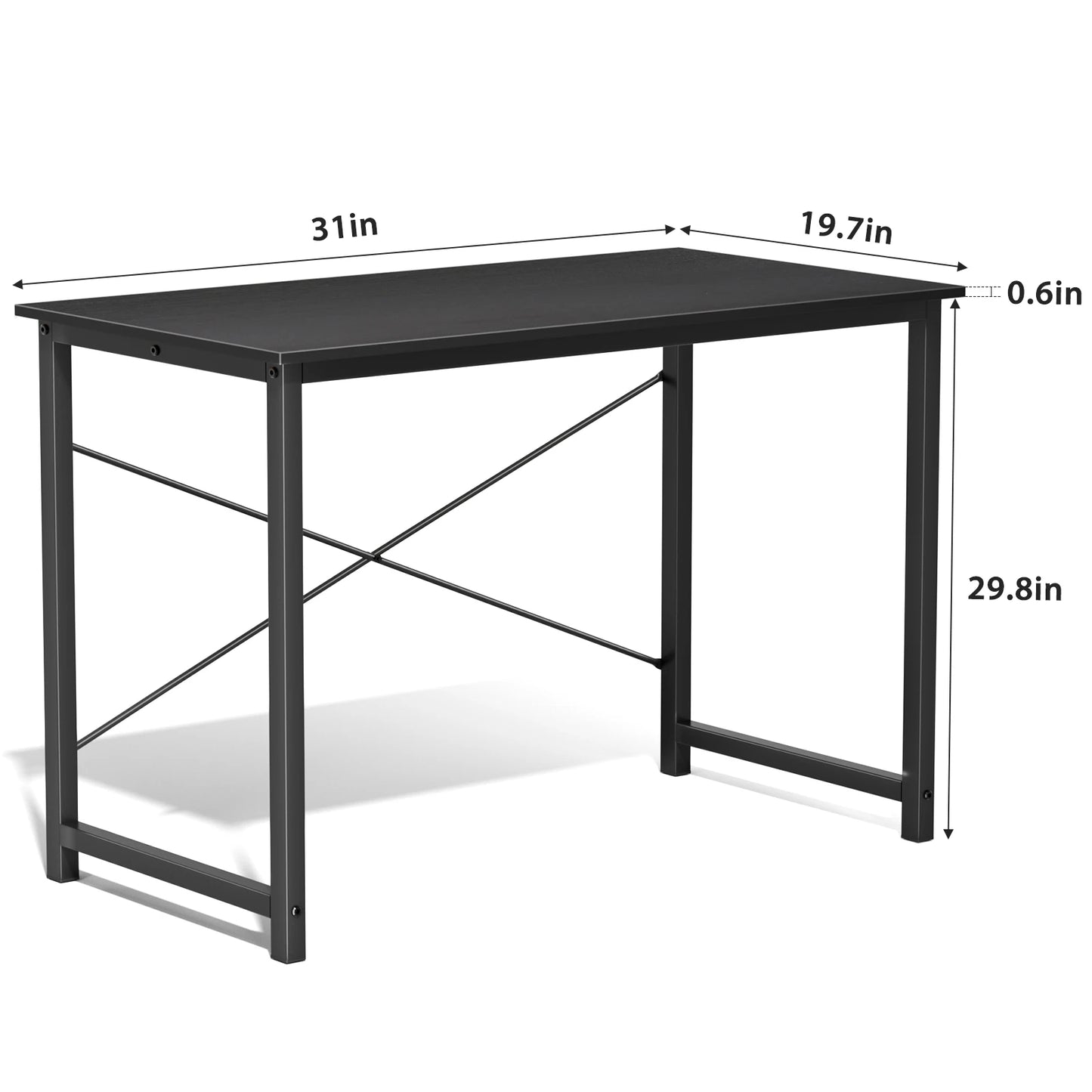 JHK Computer Desk Modern Wood Table With Metal Frame