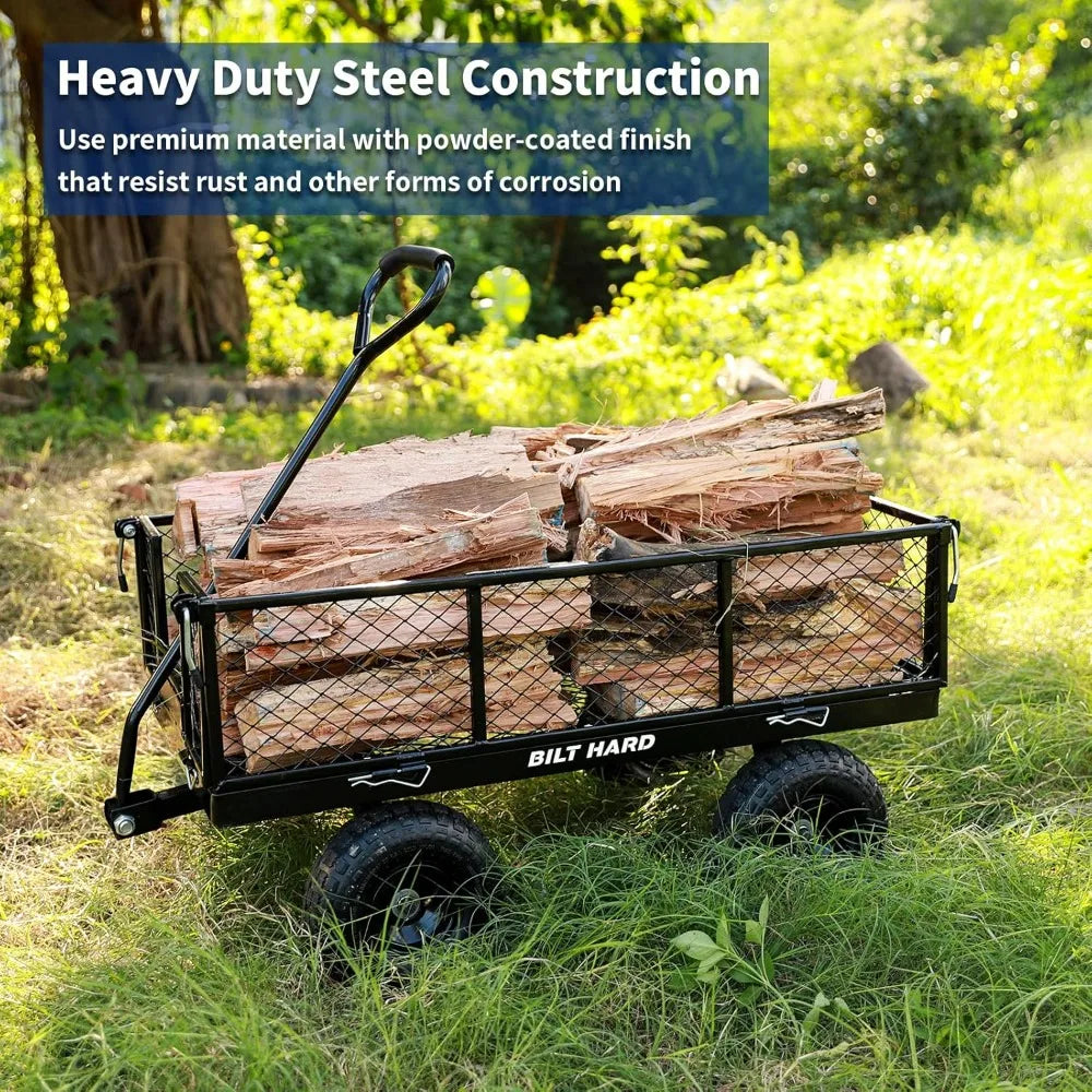 Bilt Hard 400 Lb Capacity Garden Cart With Flat Free Steel Tires