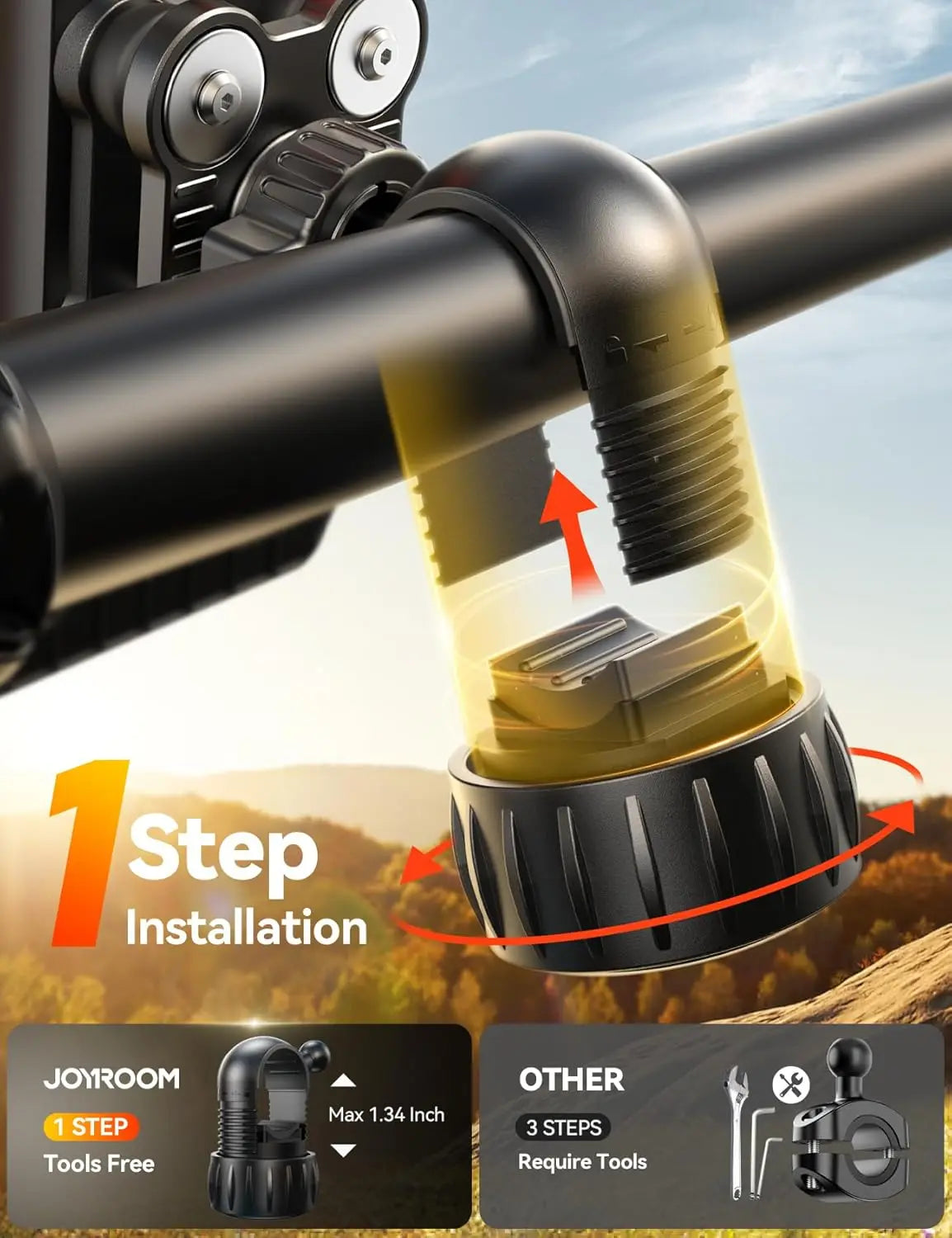 Anti-Shake Bike Phone Holder with Dual Vibration Dampener, Ultra Stable Motorcycle Mount for iPhone & Android 4.7-7”
