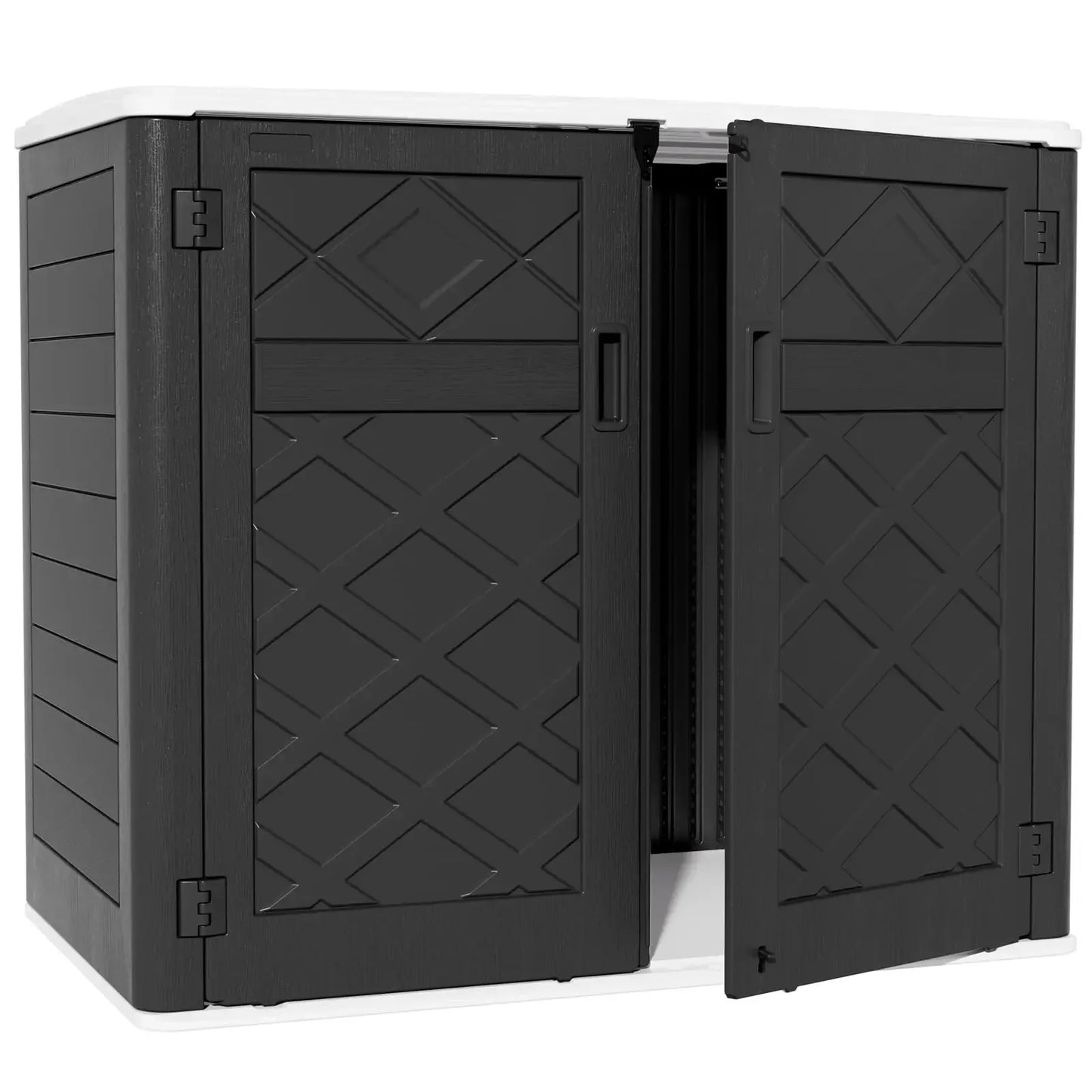 ZZM Large Outdoor Storage Shed, 48 Cu Ft Resin Versatile Storage Cabinet for Patio Accessories, Trash Cans &Garden Tools,Durable