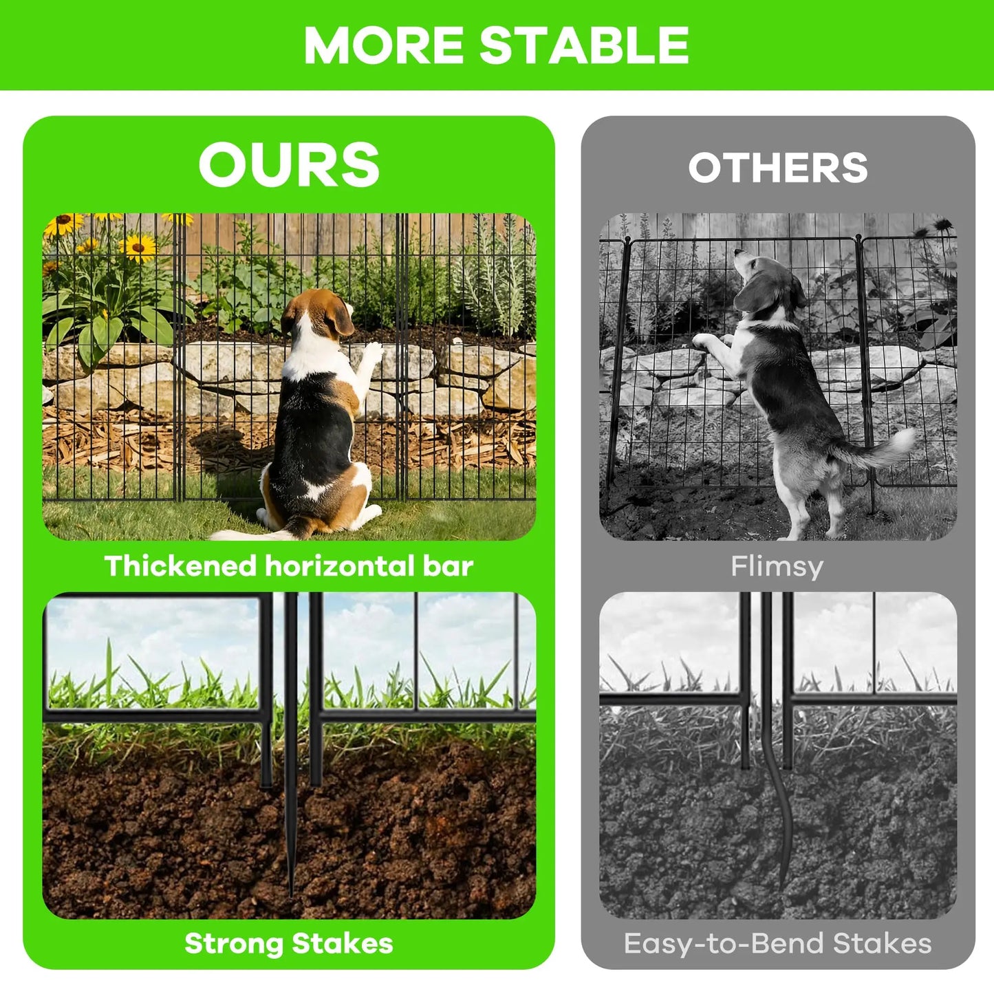 HiMISS 8 Pack Metal Garden Fence No Dig Outdoor Yard
