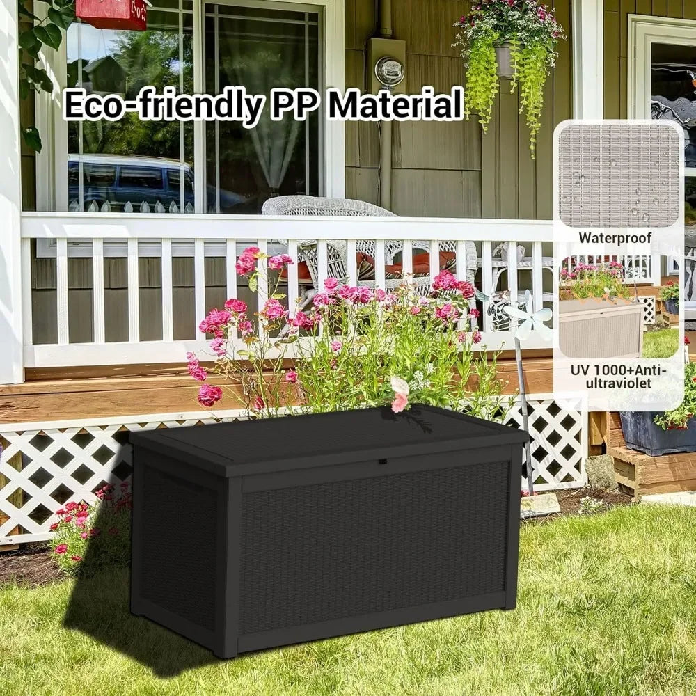 Outdoor Resin Deck Box With Lockable Lid For Cushions