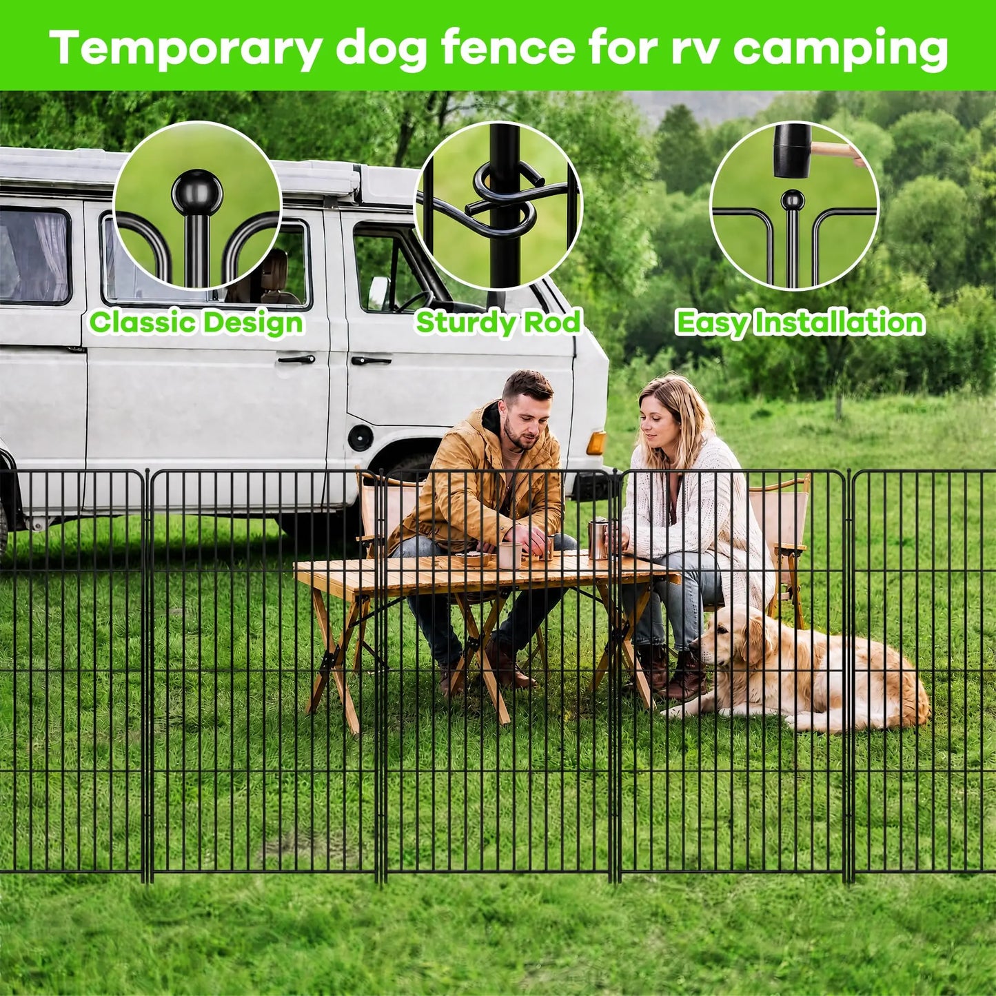 HiMISS 8 Pack Metal Garden Fence No Dig Outdoor Yard