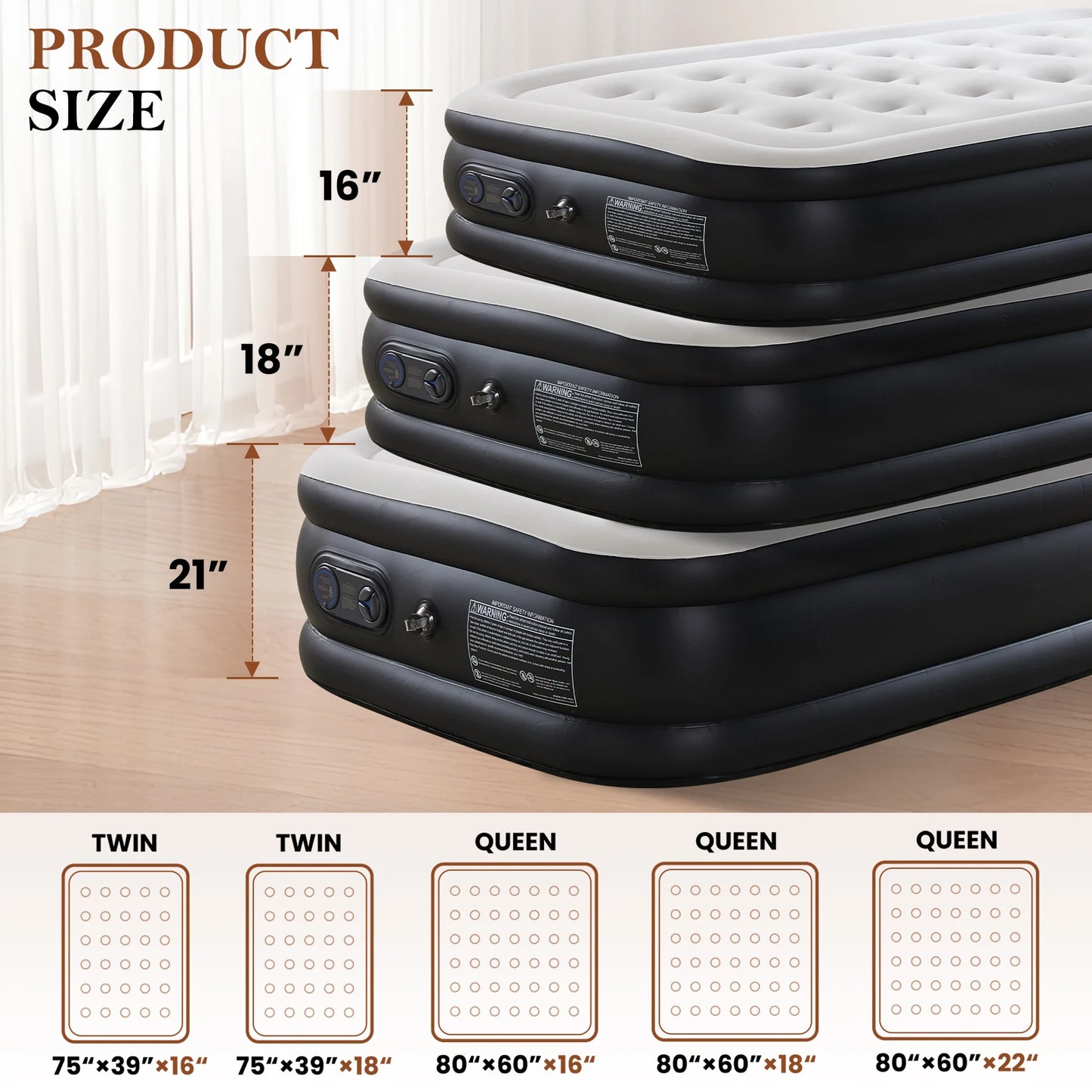 JHK Air Mattress With Non-Slip Bottom For Home Or Camping