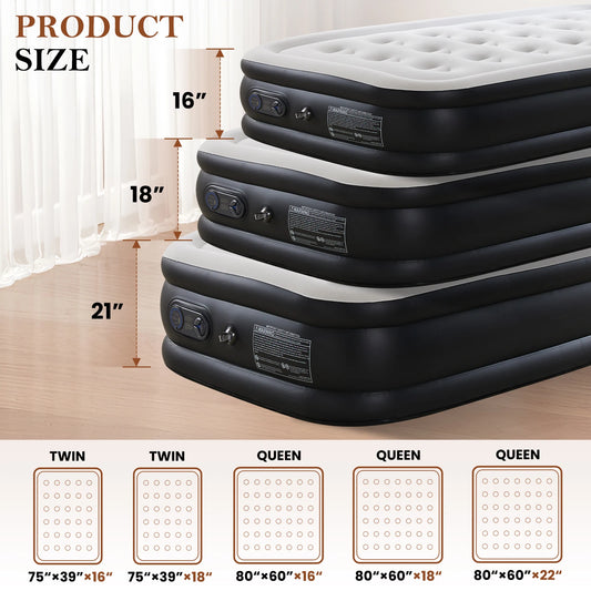 JHK Air Mattress With Non-Slip Bottom For Home Or Camping