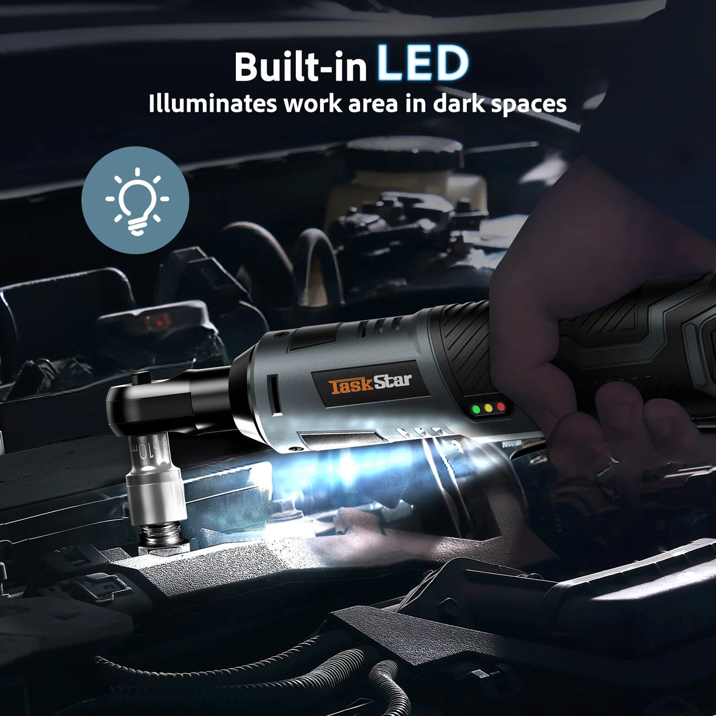 Taskstar 12V Cordless Ratchet Wrench Kit With Sockets