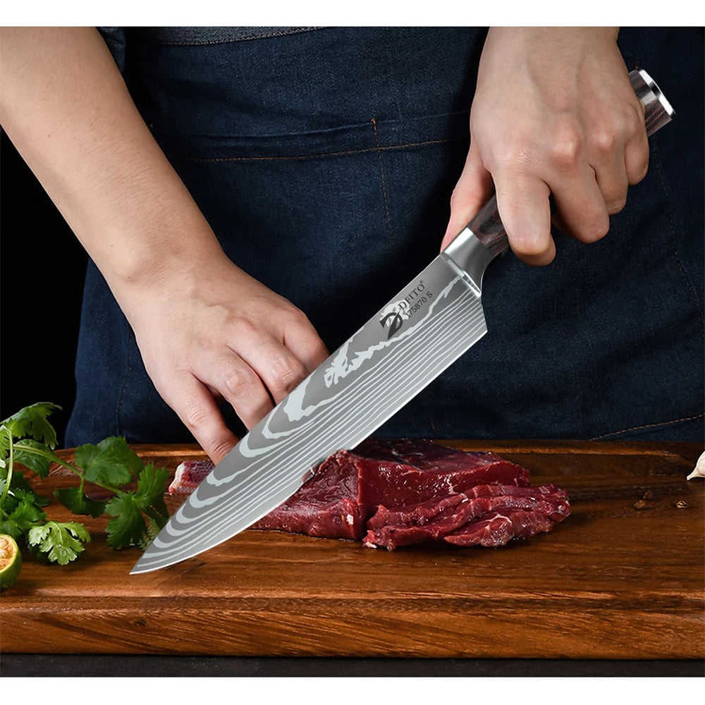 MDHAND 8 Piece Damascus Stainless Steel Kitchen Knife Set