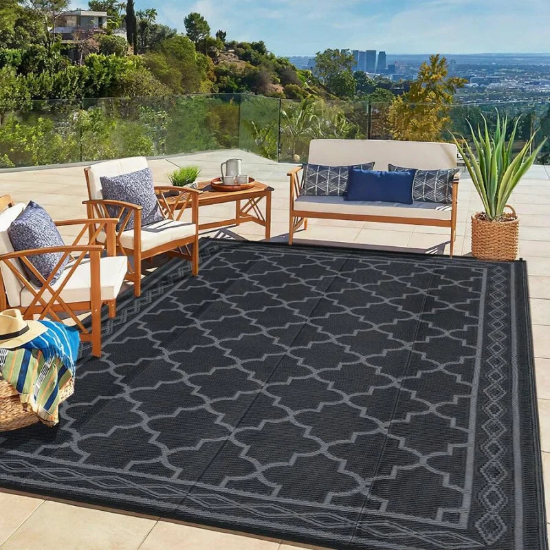 Modern Geometric Outdoor Rug Waterproof Patio Mat For Balcony RV
