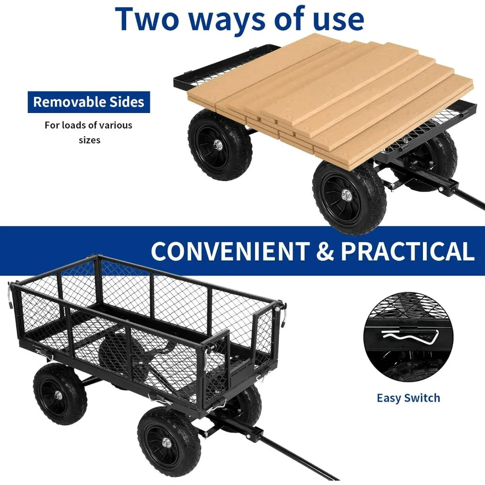 Bilt Hard 400 Lb Capacity Garden Cart With Flat Free Steel Tires