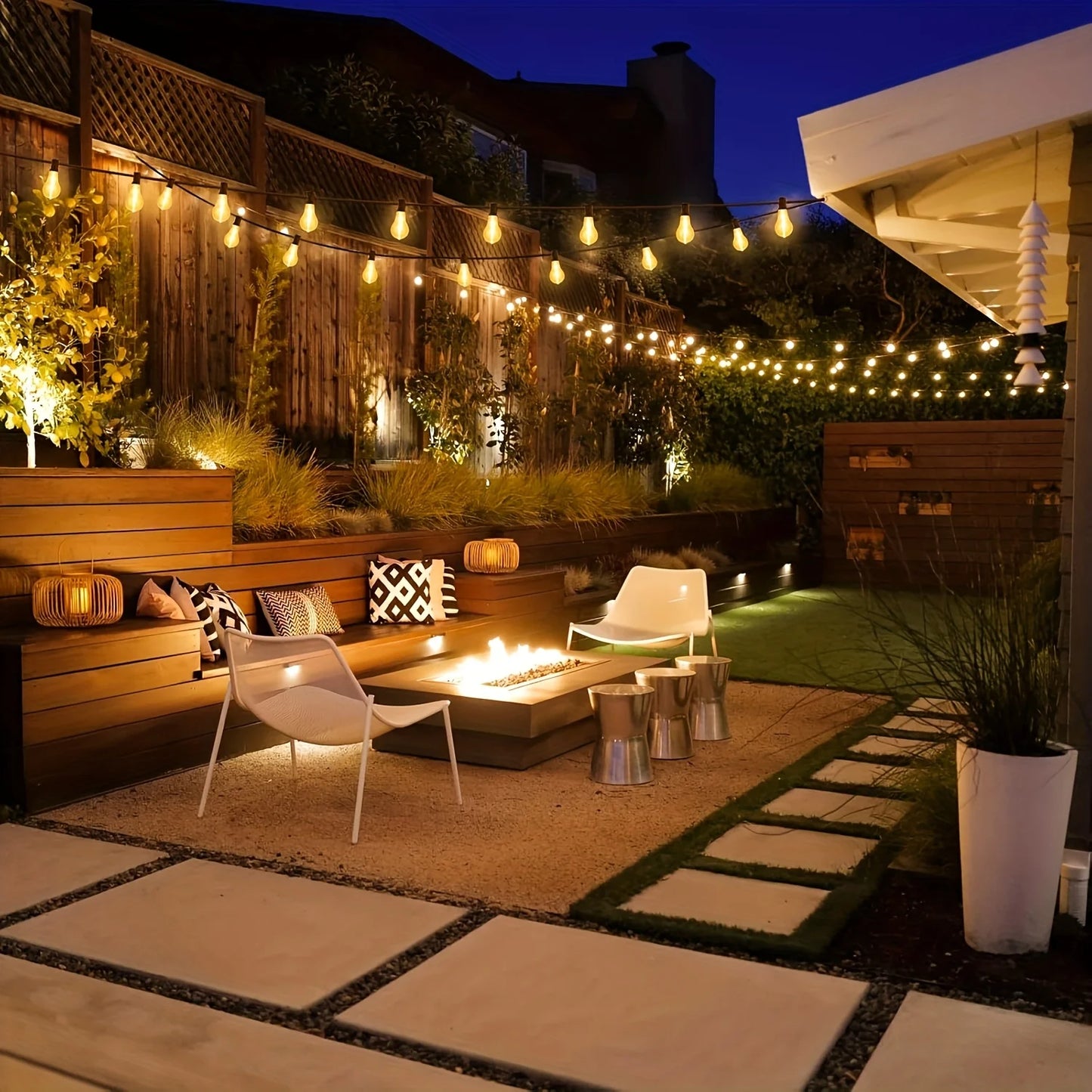 Bhony LED Outdoor String Lights ST38 Patio Hanging 2700K Waterproof