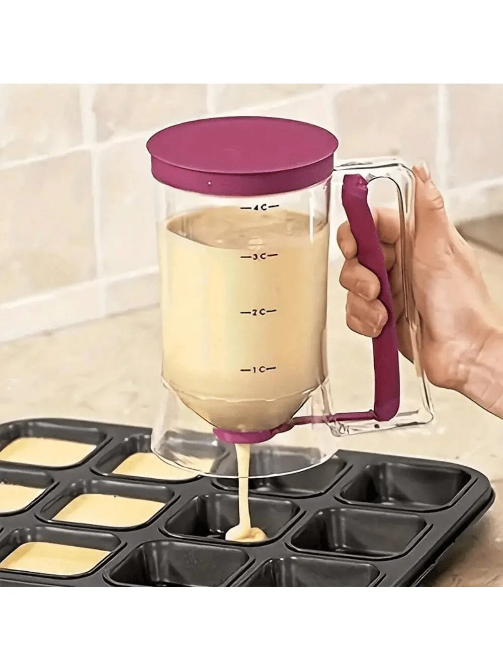 Pancake Batter Dispenser With Handle For Baking