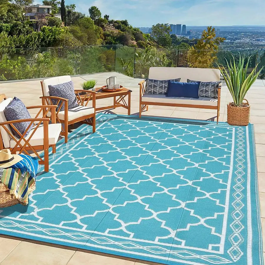 Modern Geometric Outdoor Rug Waterproof Patio Mat For Balcony RV