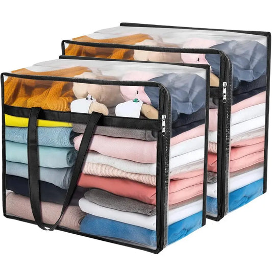 Clear Zippered Storage Bags For Clothes And Bedding Organizer