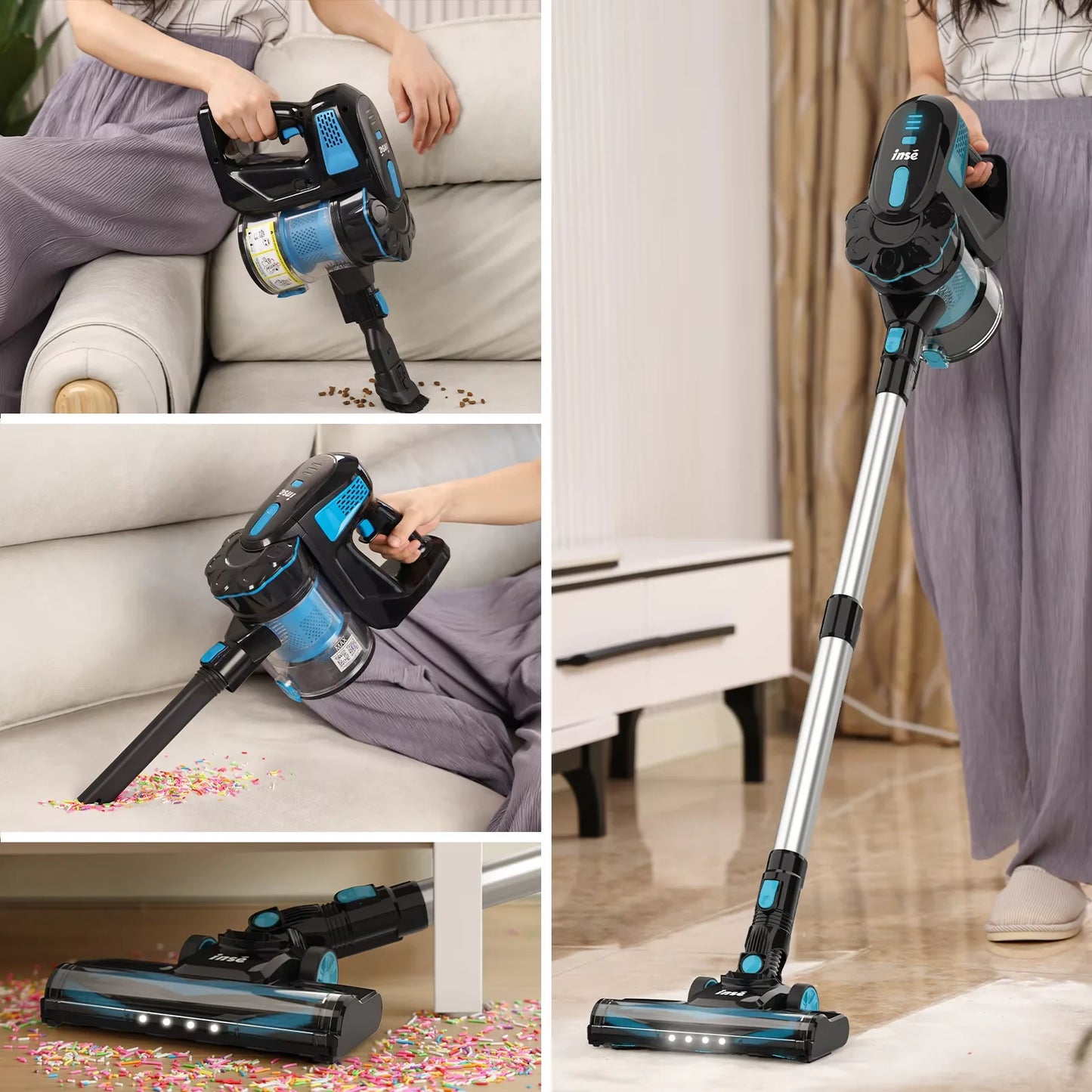 INSE V770 Cordless Handheld Vacuum Cleaner 6-in-1 20KPa LED Headlights