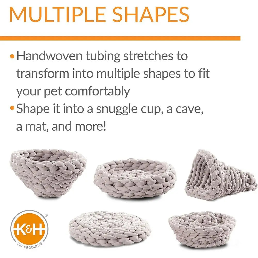 Handwoven Round Knitted Polyester Cat Bed For Small Pets