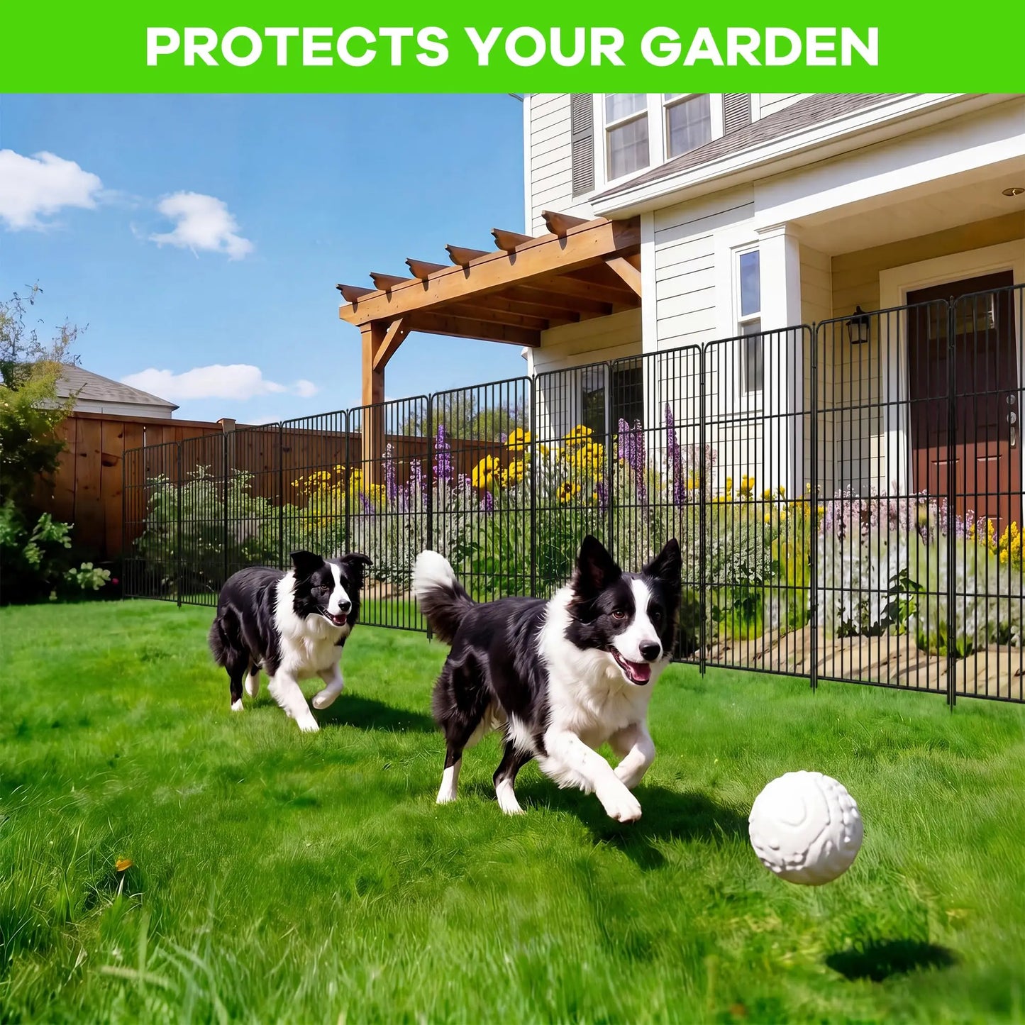 HiMISS 8 Pack Garden Fence Animal Barrier No Dig Dog Fence