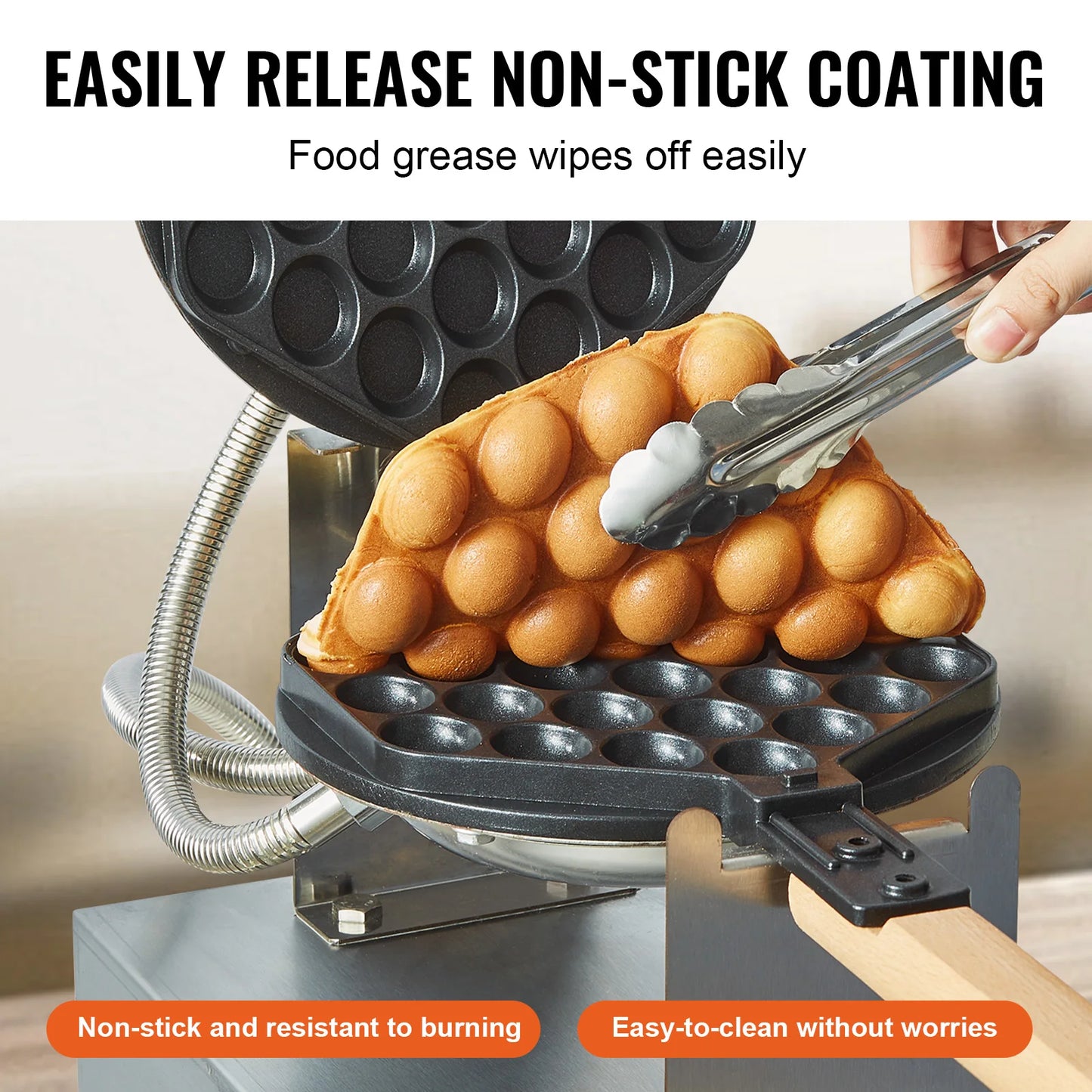 SucceBuy Commercial Egg Bubble Waffle Maker 1400W Rotatable