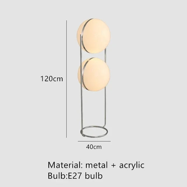 Taonuanshu Delord Floor Lamp Chrome Metal White Acrylic Ball