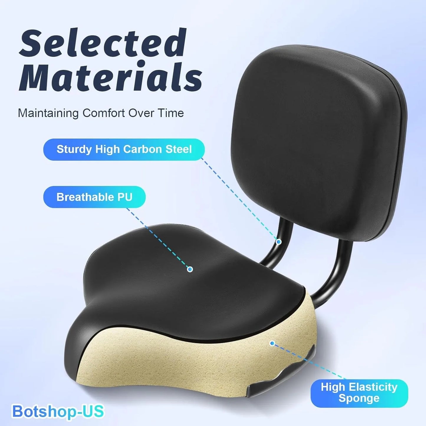 Comfortable Extra Wide Bike Seat With Soft Back Rest Cushion