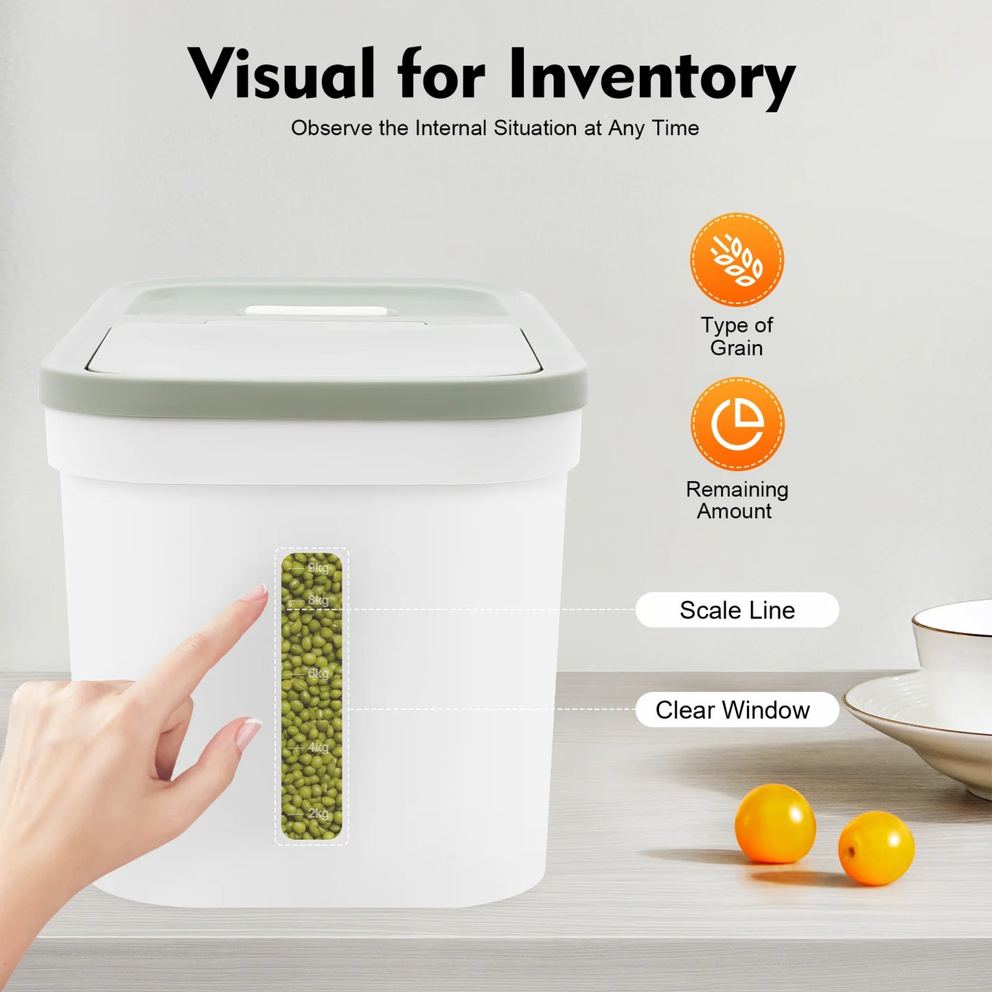 Airtight Food Storage Container For Flour And Rice Dispenser