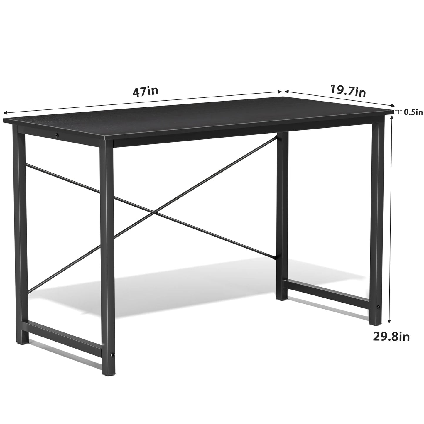 JHK Computer Desk Modern Wood Table With Metal Frame