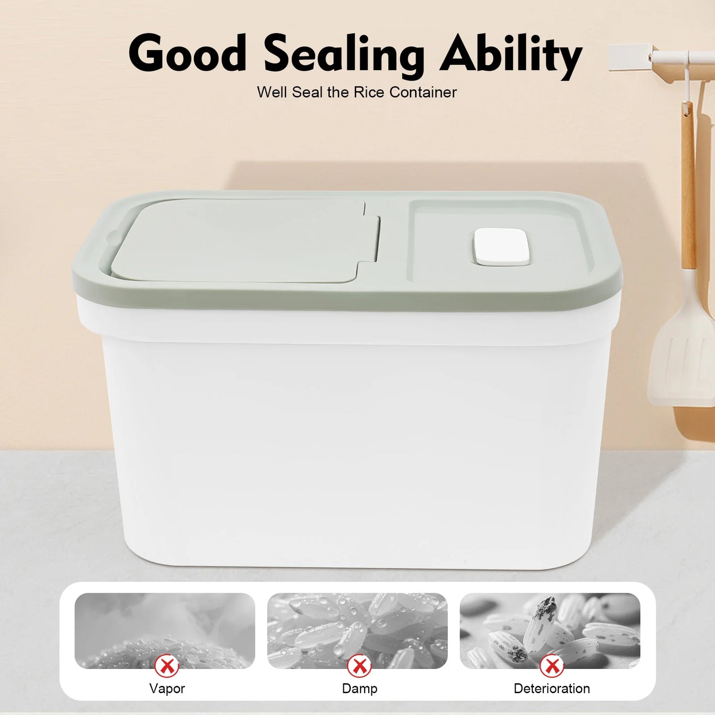 Airtight Food Storage Container For Flour And Rice Dispenser