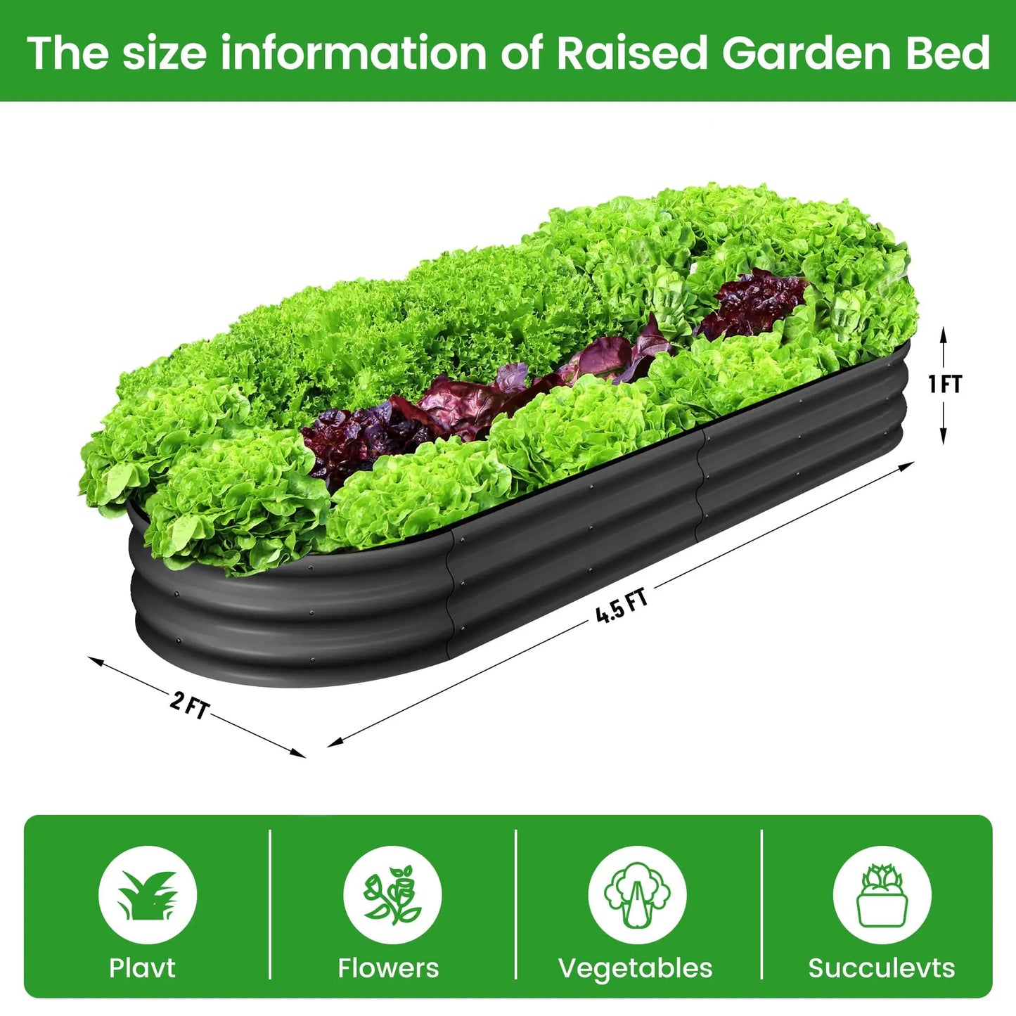 Himiss 2 Pack Galvanized Steel Raised Garden Planter Box For Vegetables Flowers