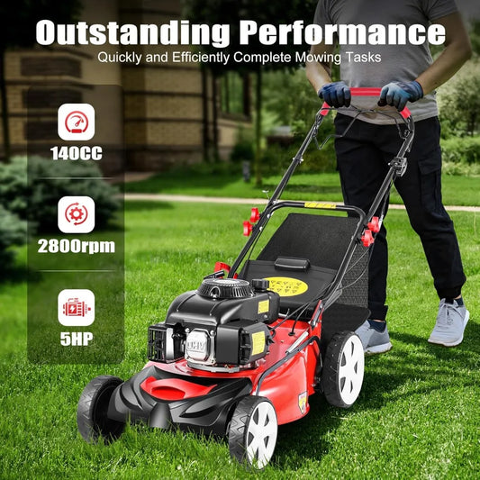 Gas Lawn Mower 140cc Self Propelled 3in1 Bag Heavy Duty