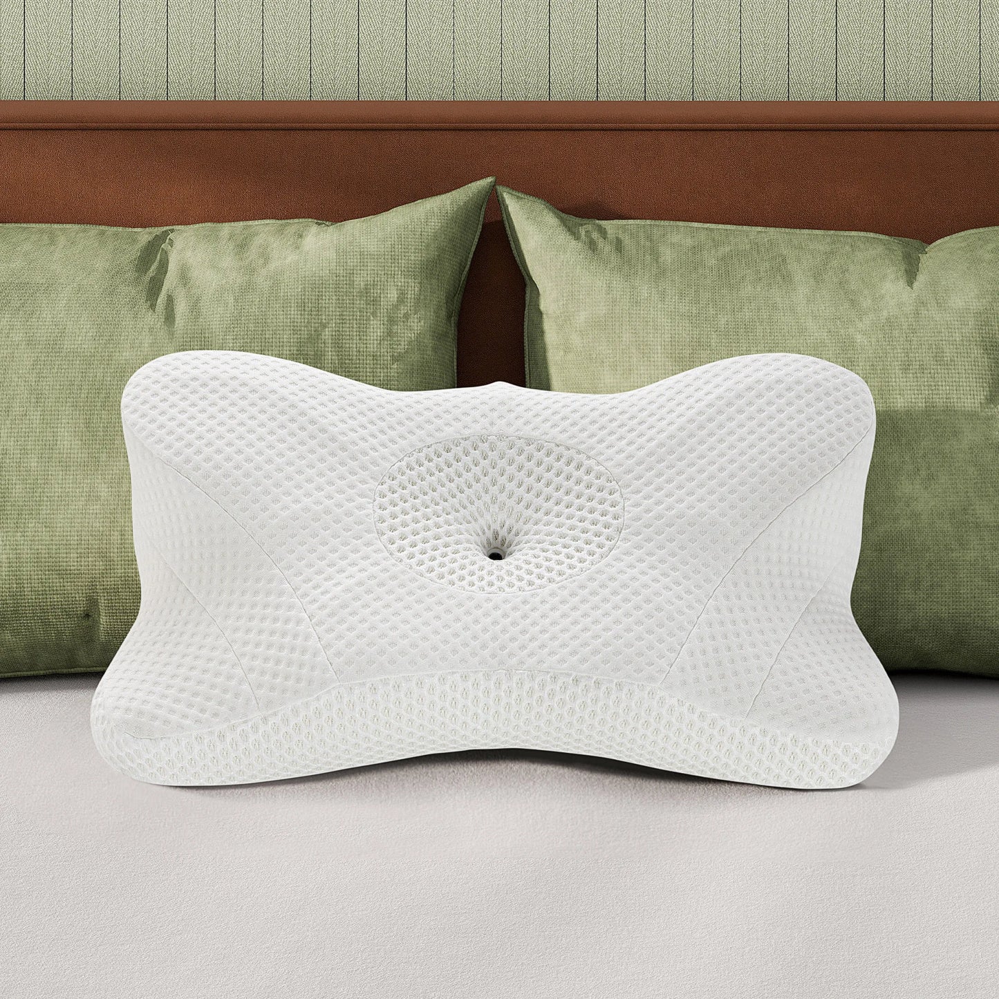 JHK Ergonomic Cervical Contour Pillow Memory Foam With Cooling Pillowcase