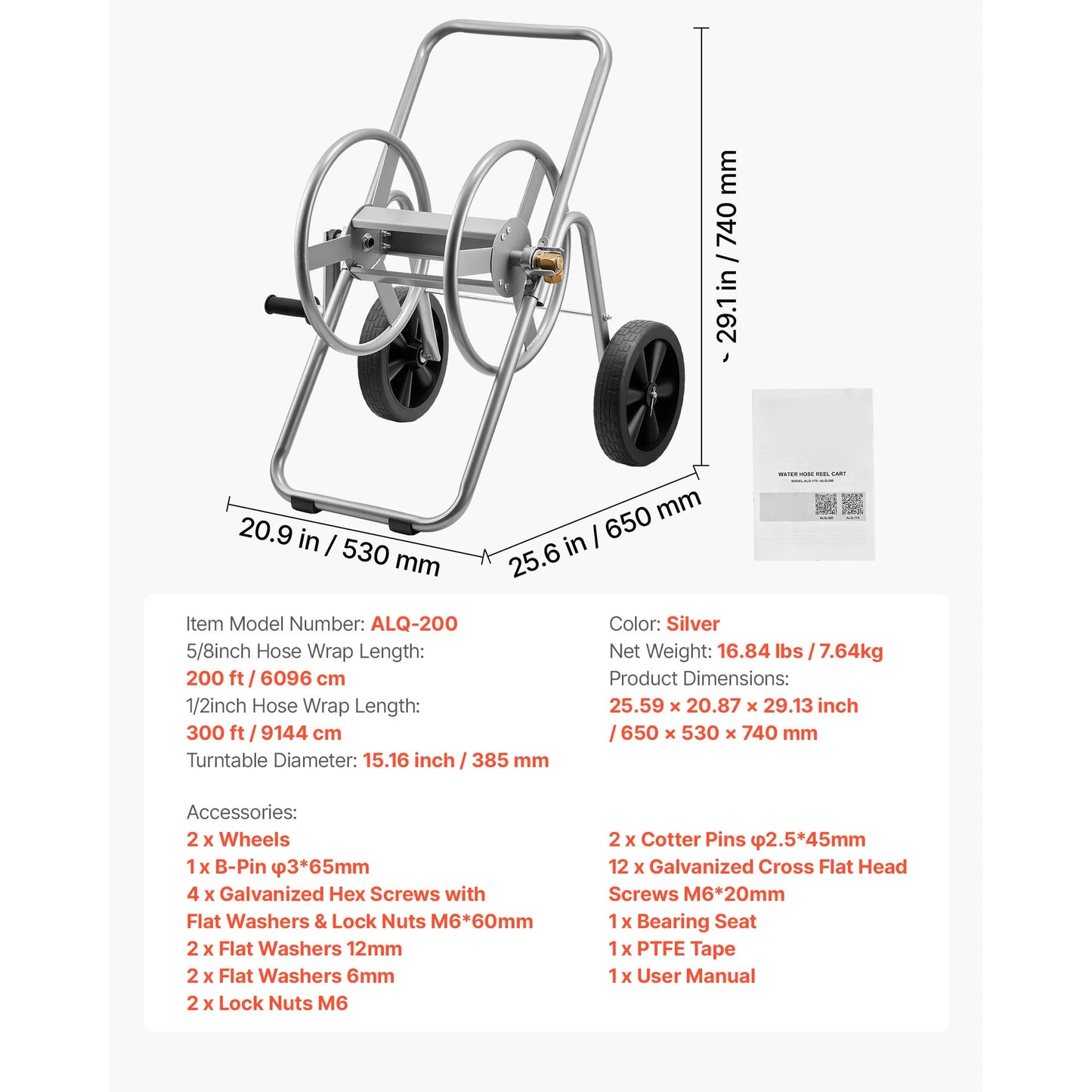 SucceBuy Water Hose Reel Cart With Mesh Storage Basket For Garden
