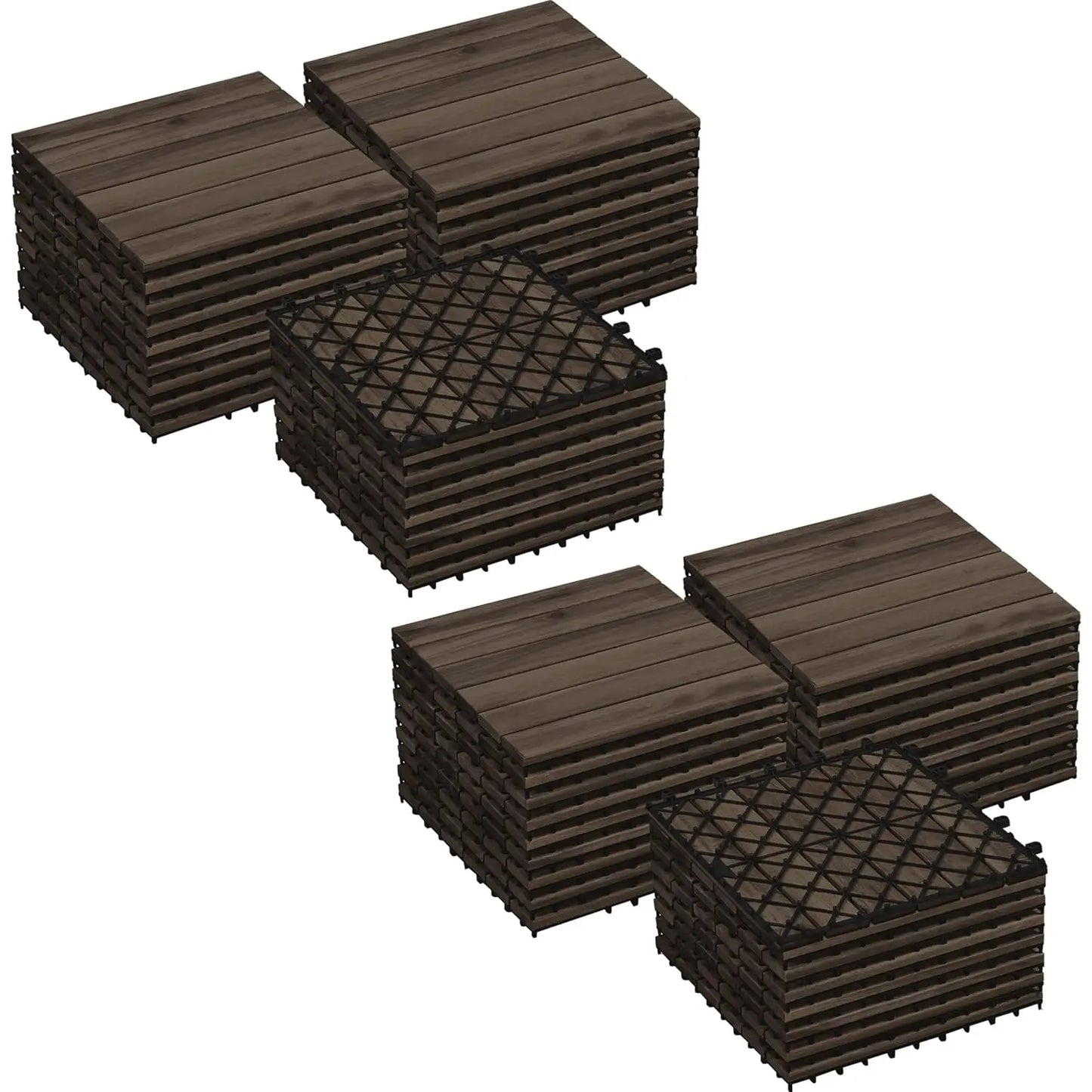 Acacia Wood Interlocking Flooring Tiles Waterproof For Outdoor And Indoor