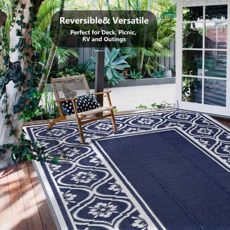 Outdoor All Weather Rug Garden and Deck Non Slip Reversible