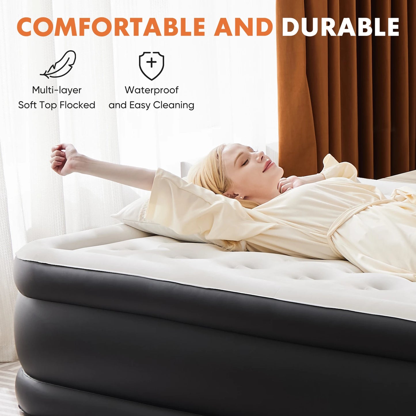JHK Air Mattress With Non-Slip Bottom For Home Or Camping