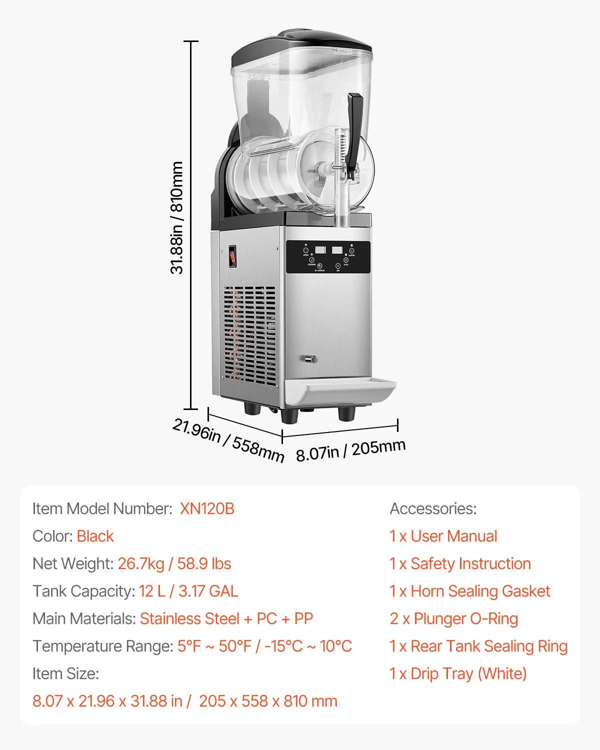 VEVOR Slushy Machine 3-36L Dual Tanks Stainless Steel
