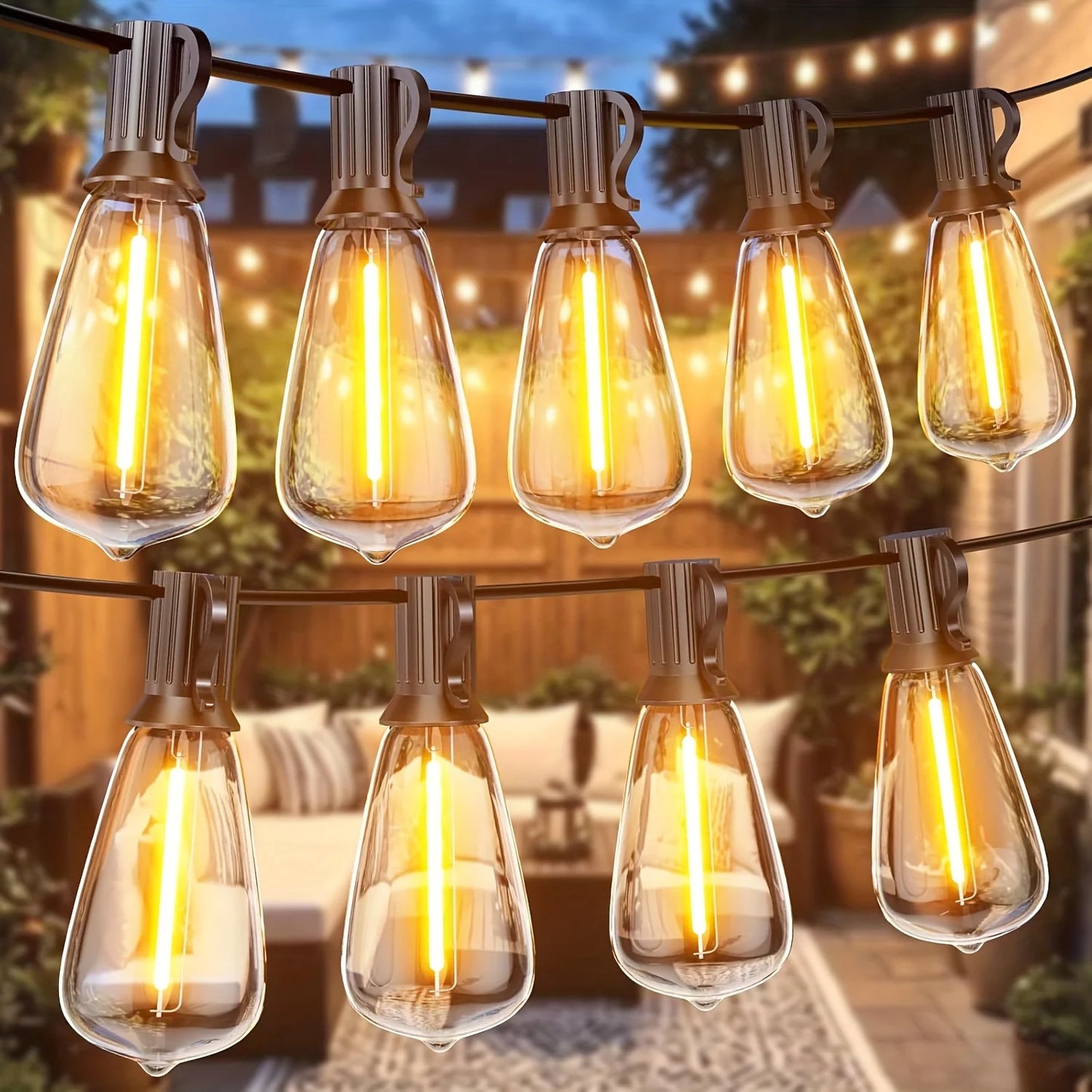 Bhony LED Outdoor String Lights ST38 Waterproof Patio Balcony 2700K