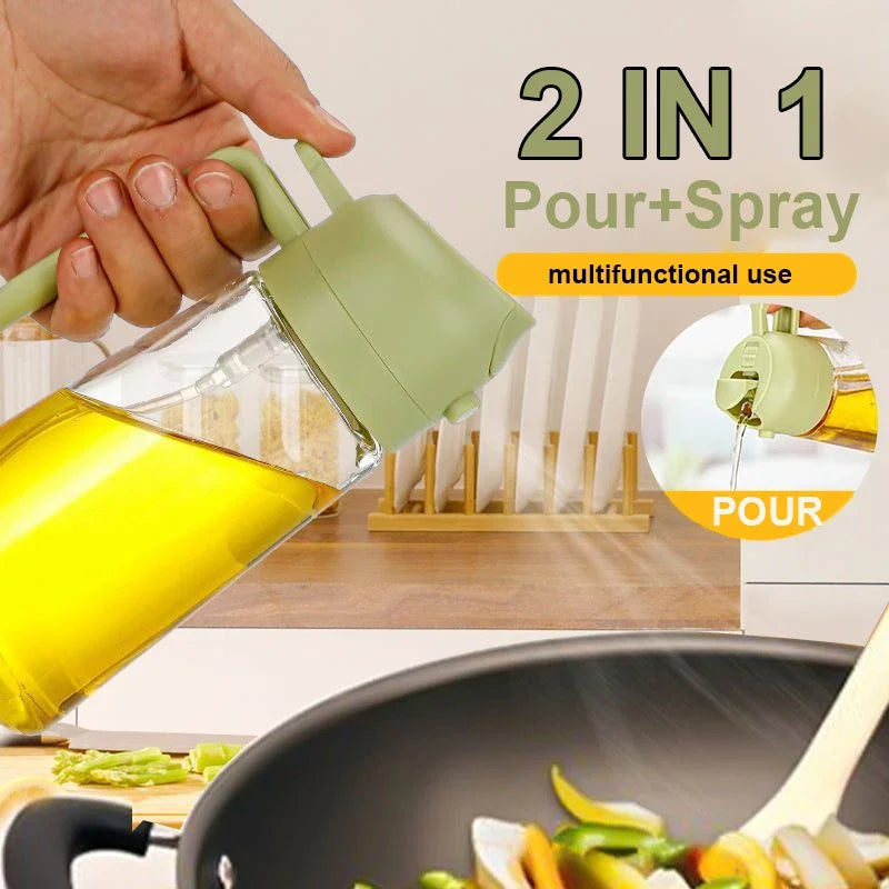 Pour And Spray Oil Dispenser Bottle For Olive Oil Kitchen