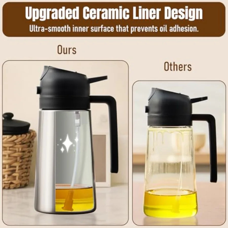 Olive Oil Dispenser And Sprayer Bottle With Ceramic Sprayed Interior