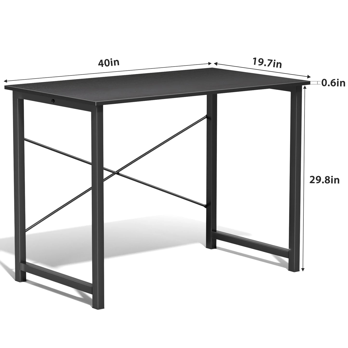 JHK Computer Desk Modern Wood Table With Metal Frame