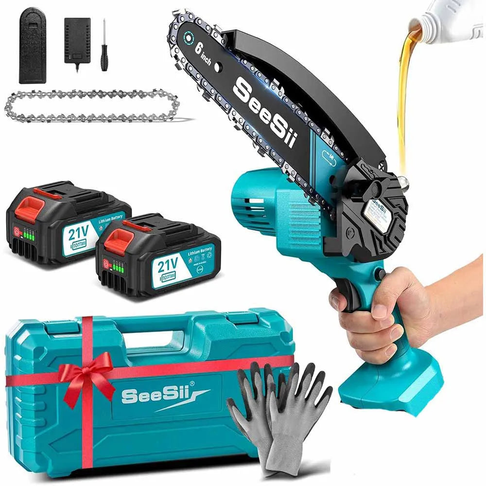Seesii Cordless Mini Chainsaw For Woodworking And Pruning 18V Battery